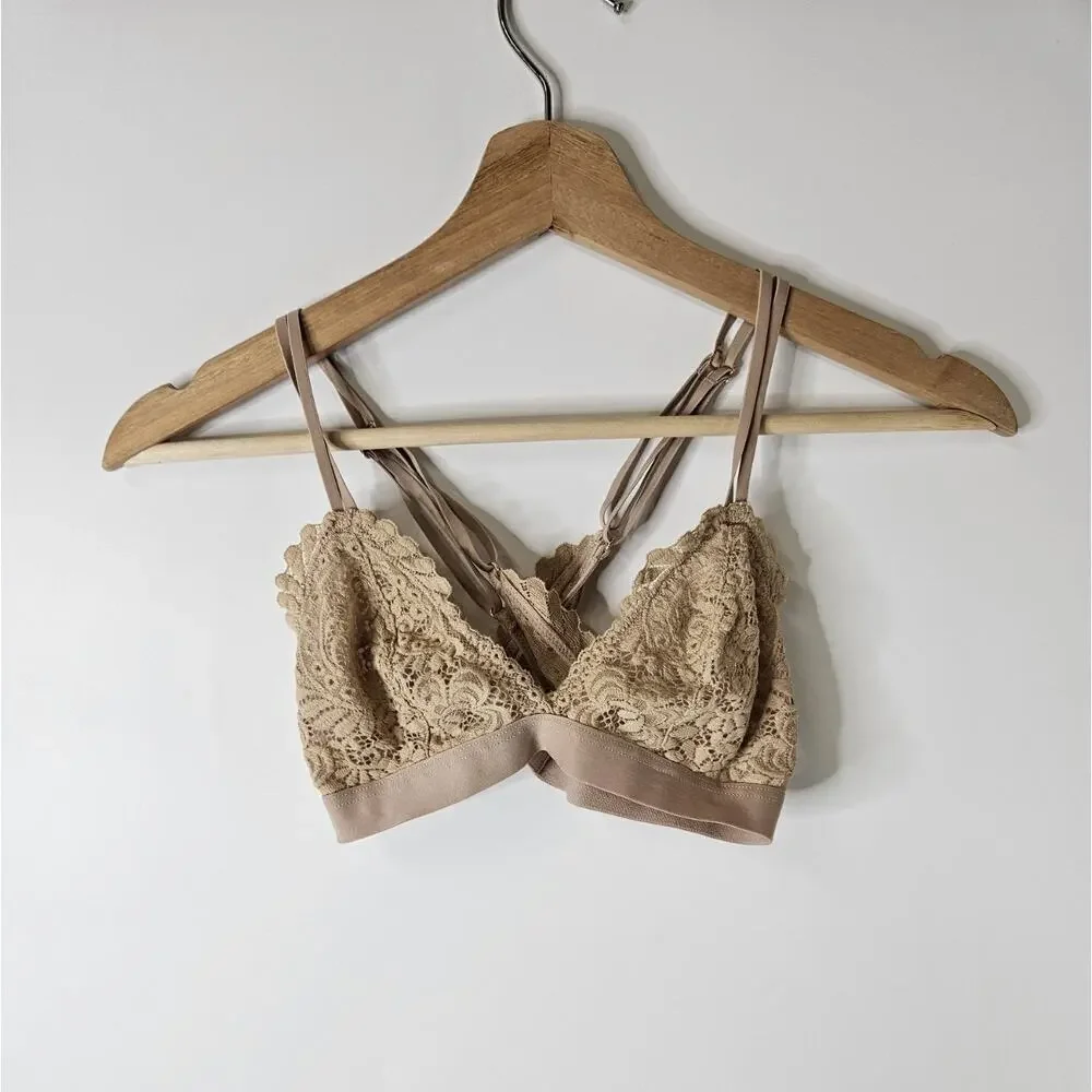 Aerie Lace Bralette Nude Wireless, Lightly Lined Size S Lightweight